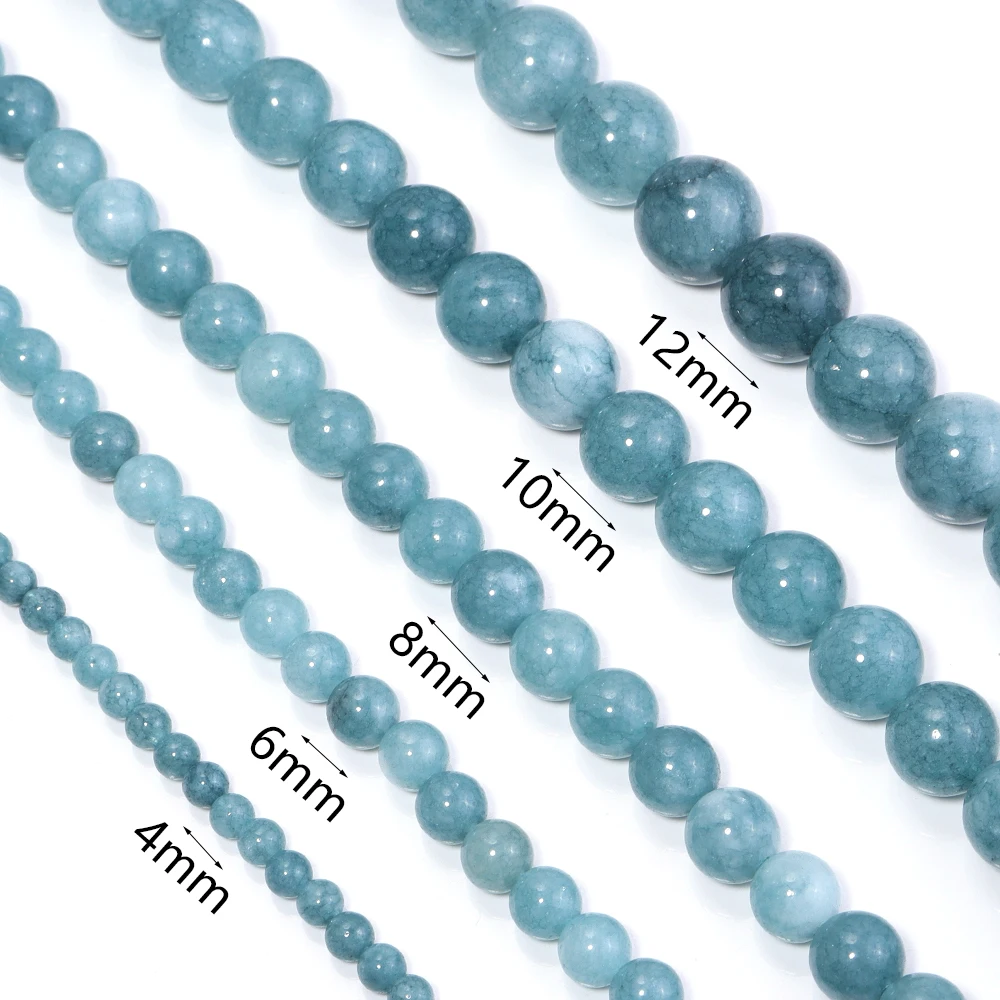 1 Strand Dark Aquamarine Gemstone Beads 4/6/8/10/12mm Round Spacers Natural Stone Beads for DIY Making Jewelry Bracelet Findings