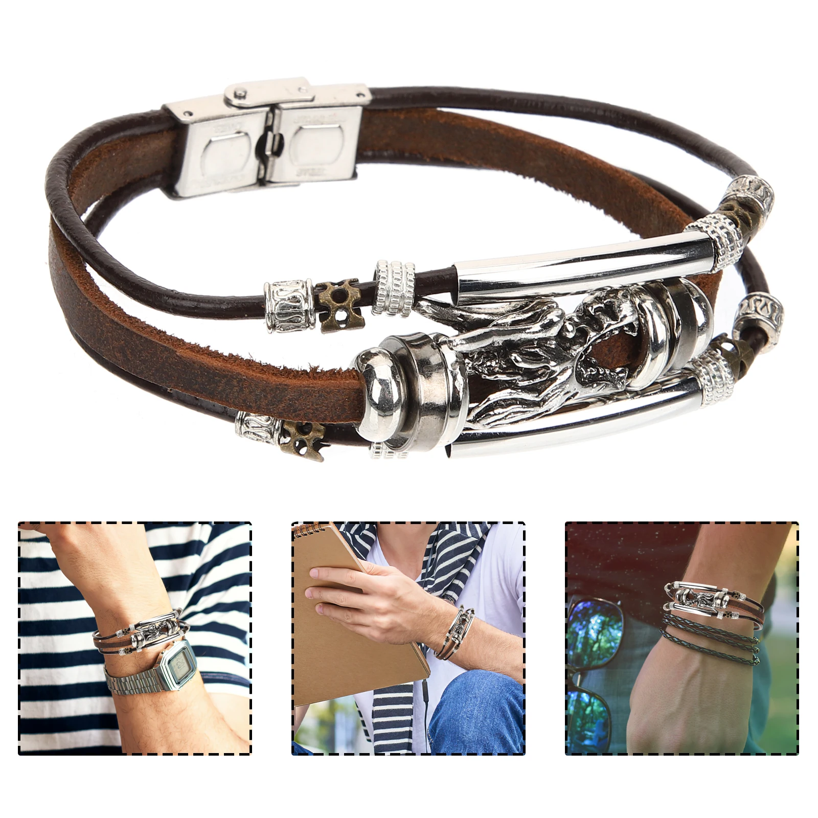 

Punk Bracelet Men Dragon Wrist Chain Male Personalized Cool Hip-Hop Wristband For Boys Lightweight Durable Mens
