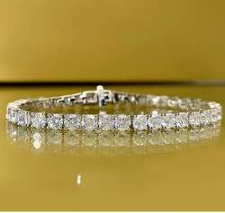 Sterling Silver Bracelet S925 Hand Inlaid Luxury Full Imitation Diamond  Fashion Headwear Dinner Daily New Product