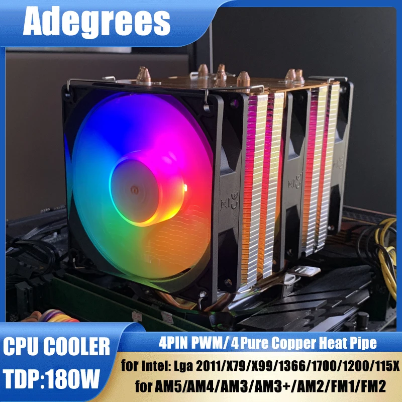 

4 Heat Pipe X99 CPU Air Cooler PC Processor RGB Radiator for Intel LGA 1366 1700 1200 1150 1151 1155 1156 2011 X79 AMD AM4 AM5