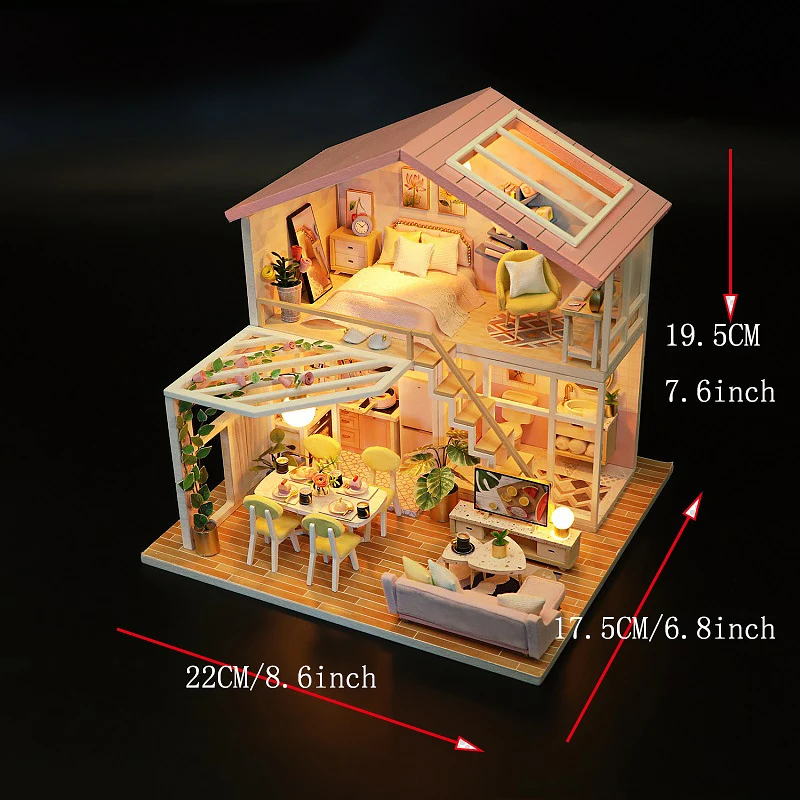 DIY Mini Dollhouse Wooden Small House 3D Puzzle Assemble Building Model Home Bedroom Decoration With Furniture Doll House Gifts