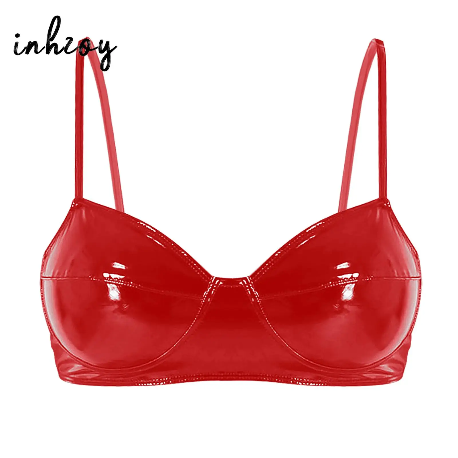 

Women's Wet Look Glossy Patent Leather Bra Bralettes Top Lingerie Underwear Punk Bustier Corset Nightclub Rave Dance Club Wear