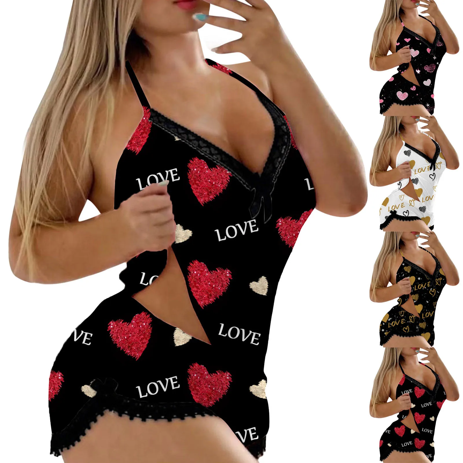 2 Pieces Set Women\'S Pajama Shorts Suit Homewear Print Underwear Pijama Sexy Lingerie Camisoles Tanks Nighty Ladies Sleepwear