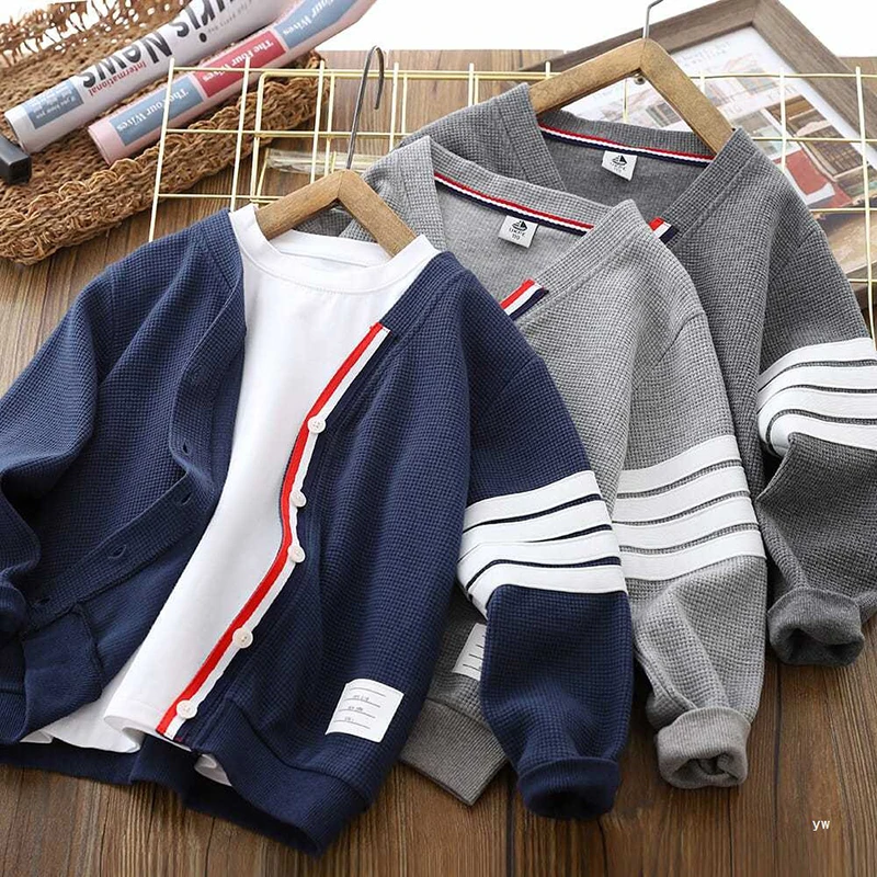 New Children’s Spring Autumn Striped Knit Sweater Long Sleeve Boys Girls Cotton V-Neck Cardigan Sweaters Kids Coat 3-13 Years 3 New Children's Spring Autumn Striped Knit Sweater Long Sleeve Boys Girls Cotton V-Neck Cardigan Sweaters Kids Coat 3-13 Years 3