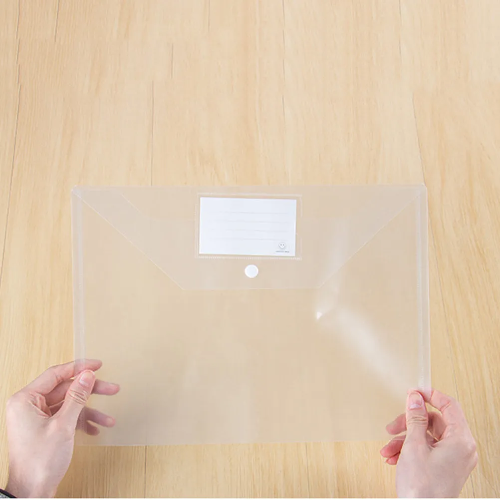

10Pcs A4 Professional Grade Plastic Document Folder Snap Button Seal Clear Transparent for Office Filing Document Holder Paper