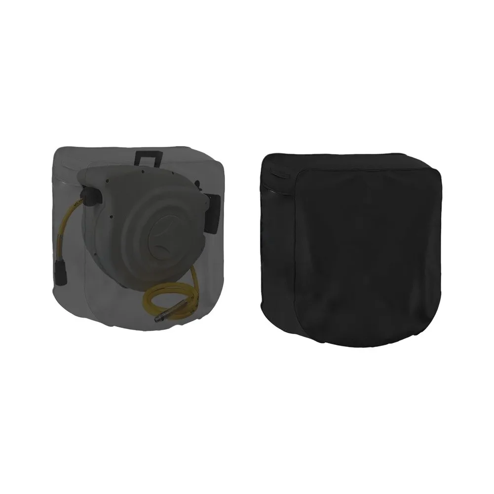 Black 420D Silver Coated Waterproof Garden Hose Reel Cover With Drawstring For Wall Mounted O'utdoor Storage Protection Accessor