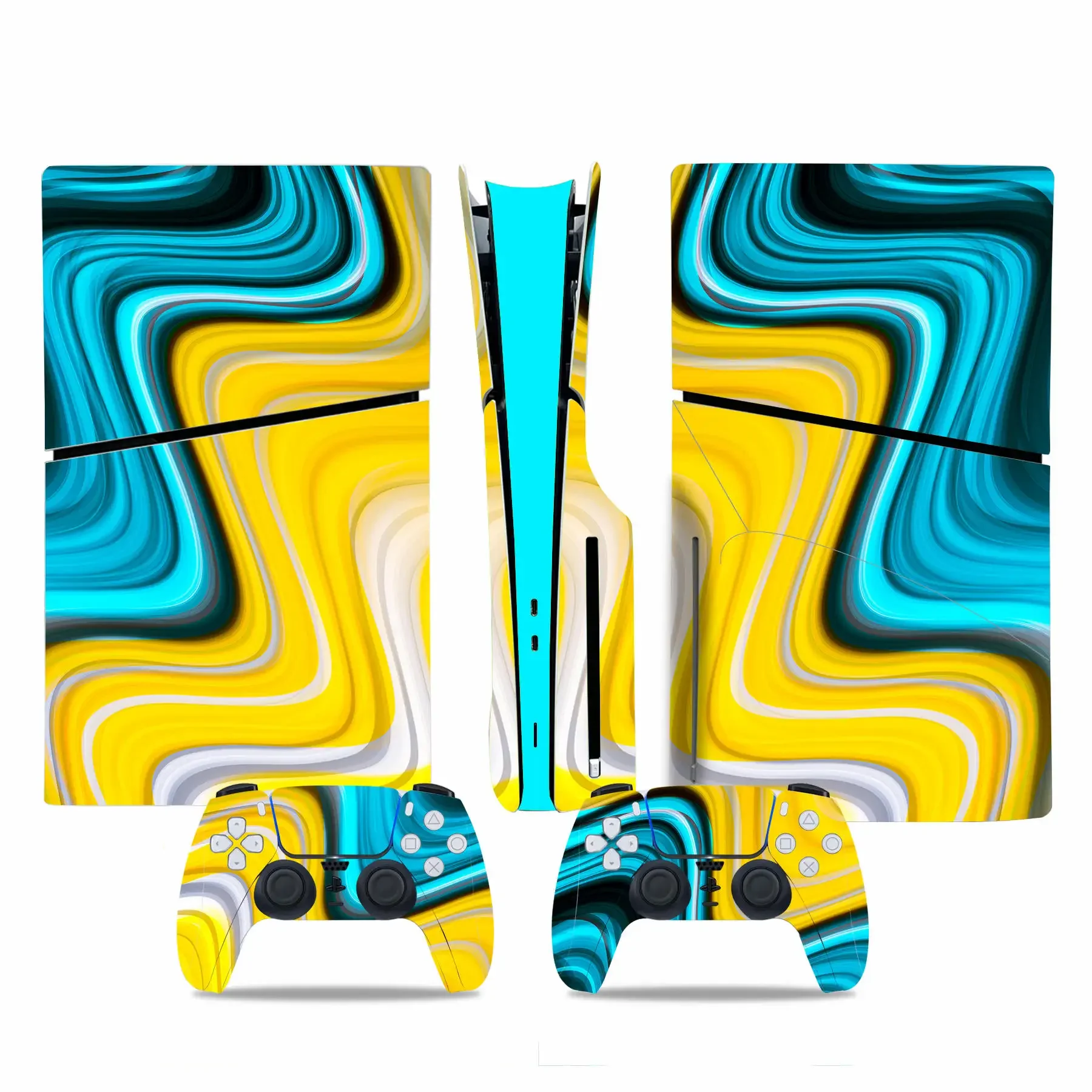 for PS5 Slim Disc Skin Sticker Decal Cover for Console and 2 Controllers New PS5 Slim Disk Skin Vinyl