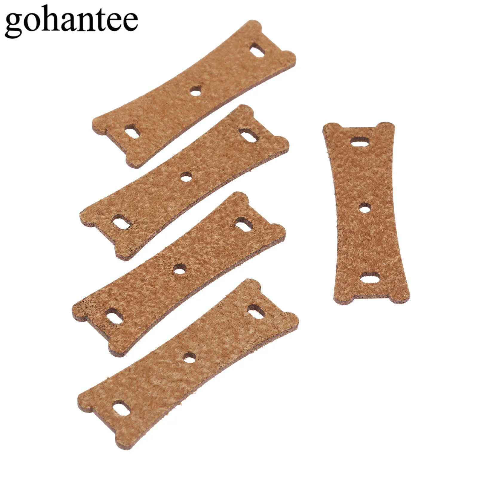 

gohantee Brown 5pcs Slingshots Pouches Microfiber Leather with Center Hole for Outdoor Hunting Catapults Accessories 62x16x21mm