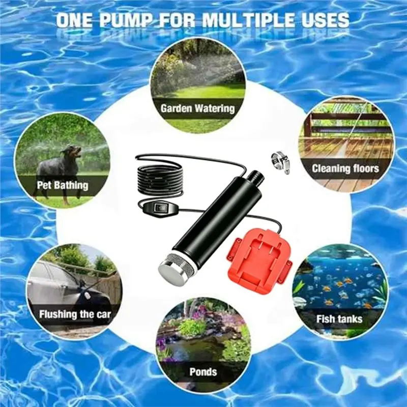 T24C Cordless For BLACK+ DECKER 20V Li-Ion Battery Powered Submersible Water Pump For Irrigation, Swimming Pools, Ponds