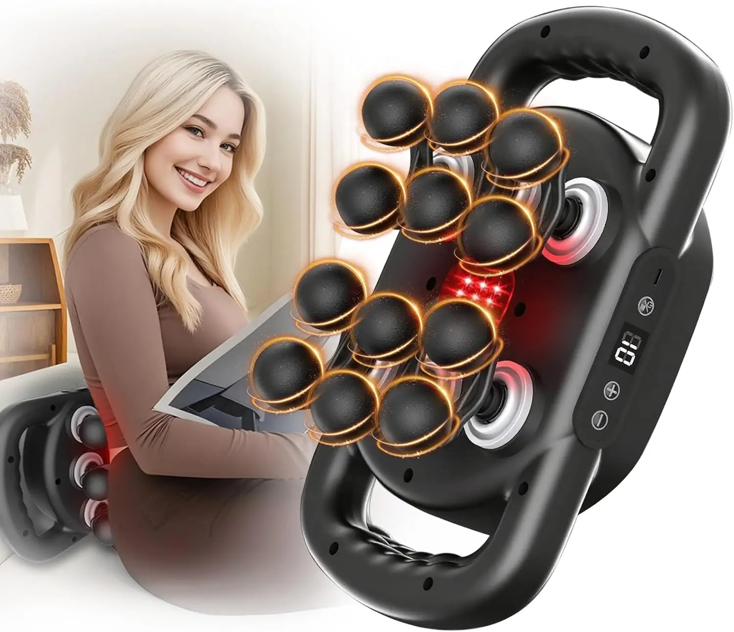 12 Head Massage Gun Deep Tissue with 9 Levels & 9 Modes,Cordless Electric Percussion Massager Tool for Back/Neck/Shoulder/Hand/L