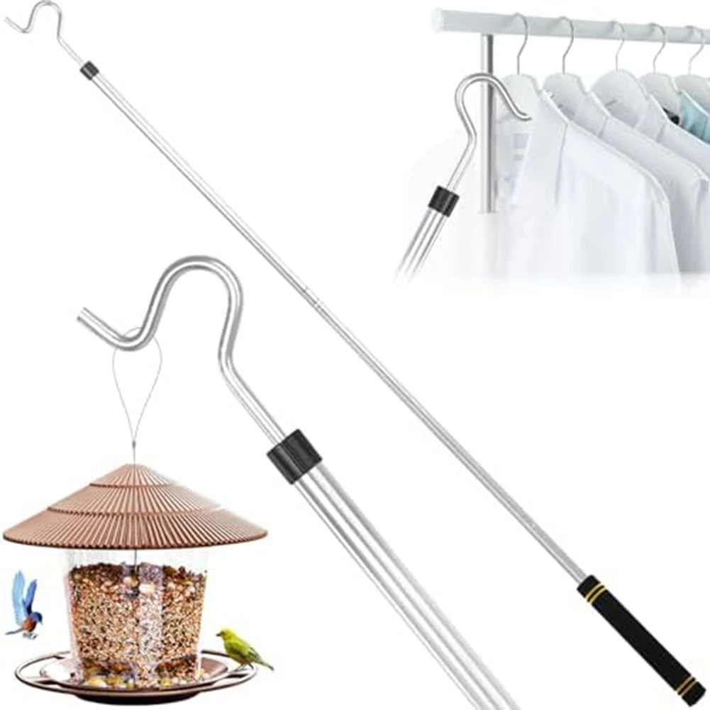 

Удлинитель для подвешивания одежды Регулируемый 35 51 дюймов из нержавеющей стали с S-образным крючком для хранения и простого доступа без лестницы