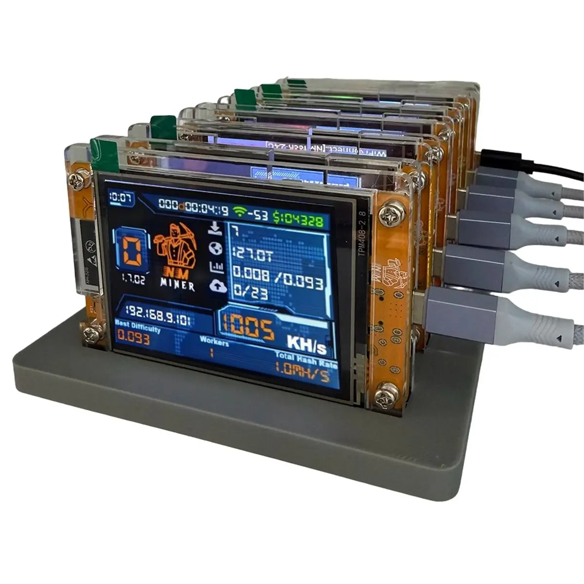 Happy New-  6000KH/S +6 Slots Base Bitcoin Crypto Solo Miner 2.8 Inch Smart Display Upgraded Harshrate Home BTC