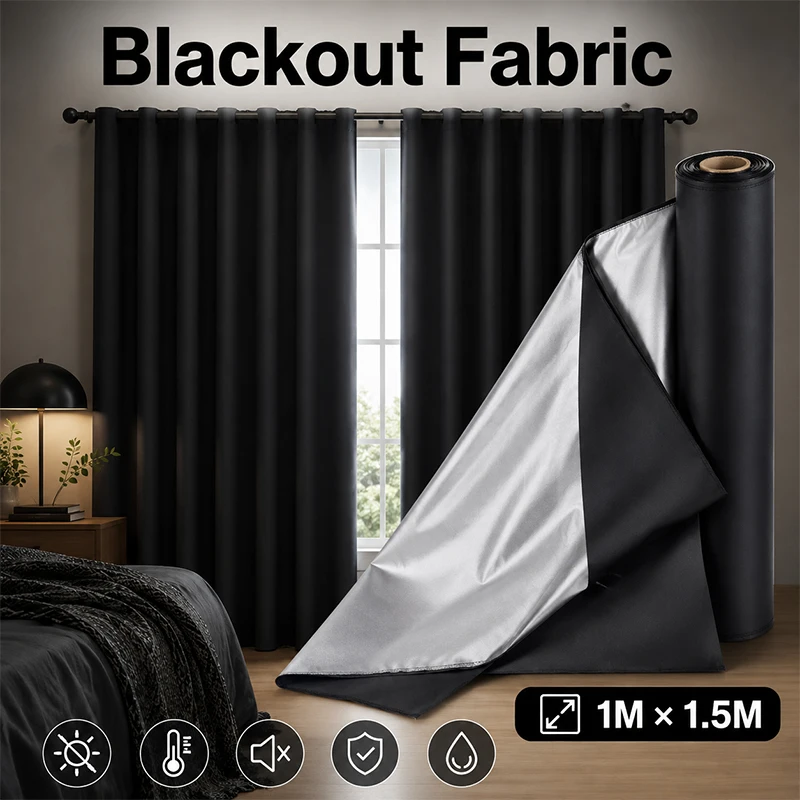 1m Black Silver Coated Blackout Fabric Thermal Insulated Opaque Cloth for Laboratory Darkroom Curtain DIY Sewing Material - view 4