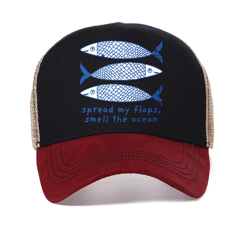 

Funny Vingtae Fish Graphic baseball cap Men Women Harajuku Printed Casual caps Adjustable Snapback Hat summer mesh trucker hats