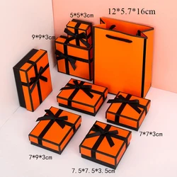 Jewelry Holder Gift Box Earrings Necklace Bracelet Container Jewelry Box Jewelry Packaging Delicate Orange Style Bow Tie