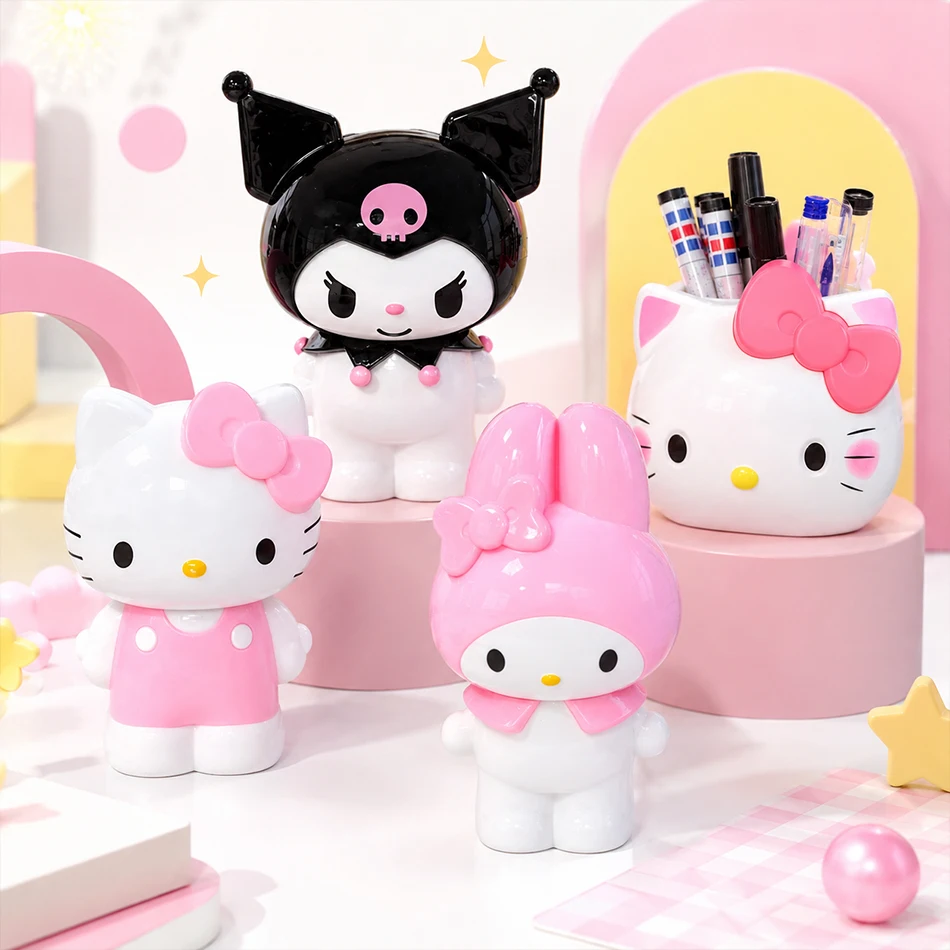 Hello Kitty Sanrio My Melody Cute Pen Container Makeup Brush Holder Desktop Storage Box Dormitory Room Organizer Birthday Gifts gallery 4