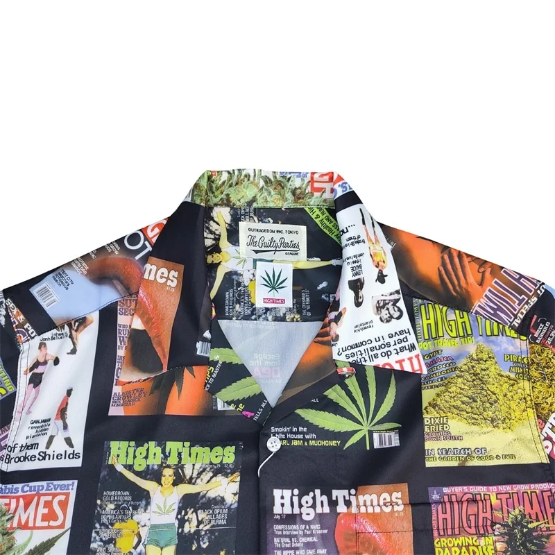 WACKO MARIA Best quality Hatsune Miku Poster Lips Hawaii Short Sleeve Shirt Shirt Summer WACKO MARIA Shirt Tops