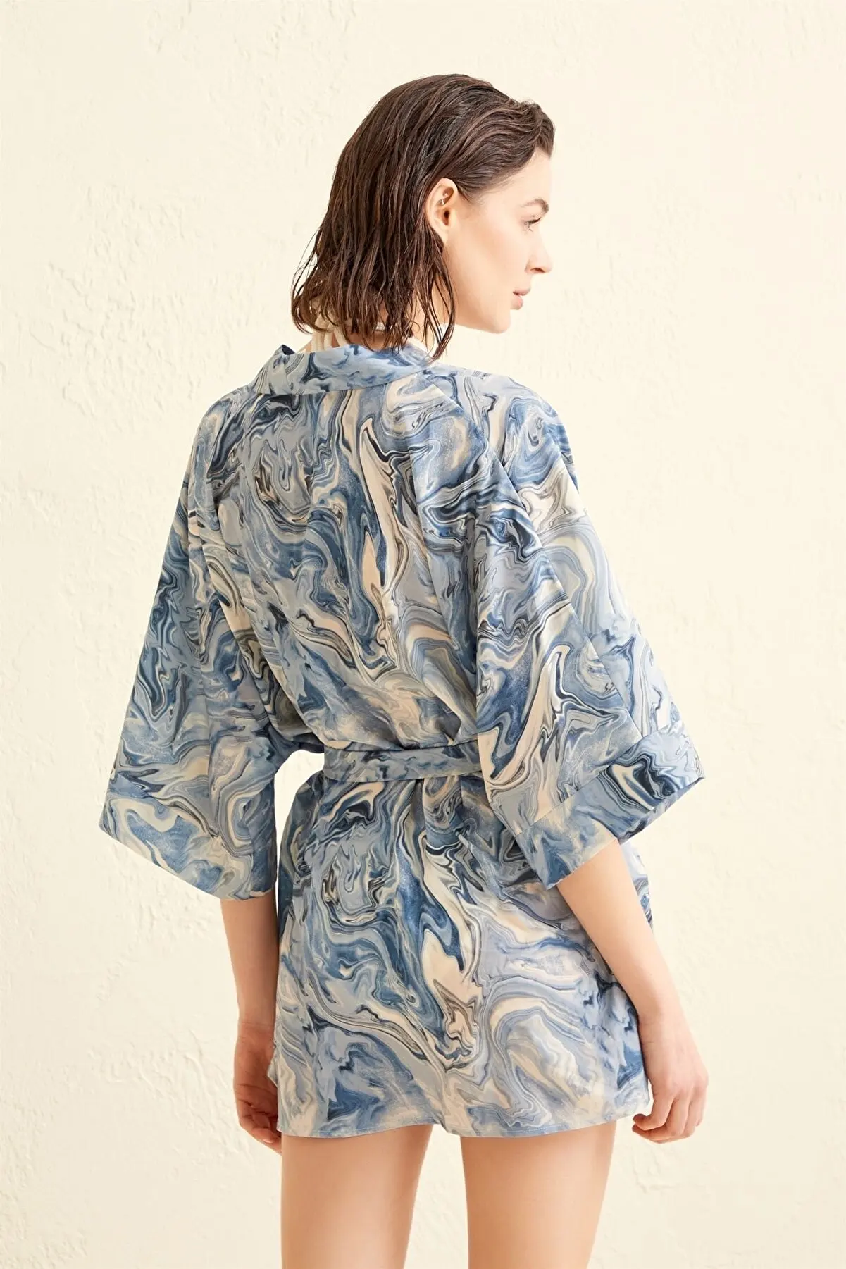 Buti Nissa-Watercolor Pattern Indigo Kimono Paula Indigo Watercolor New Season-BNT921