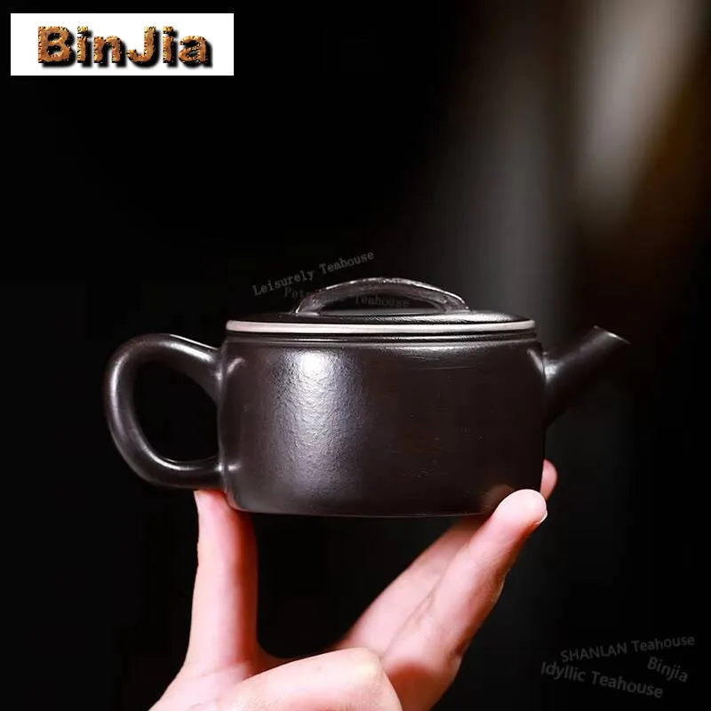 190ml Yixing Purple Clay Teapot Handmade Large Caliber Pot Raw Ore Dahongpao Reducing Roasting Mud Kettle Strainer Zisha Tea Set