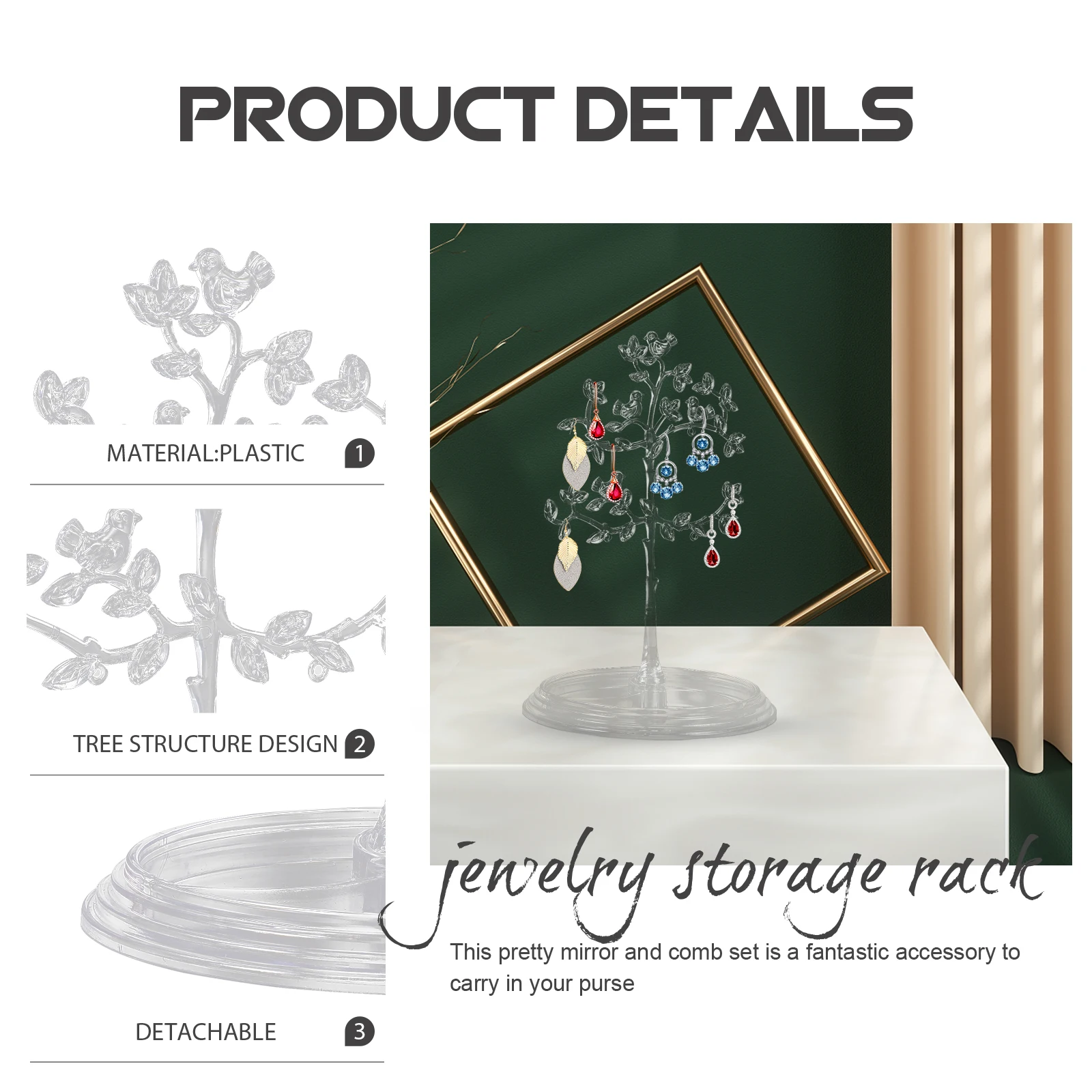 

Stable Jewelry Display Tree Organizer Stand For Earrings Necklaces Bracelets Stylish Modern Home Decor Rack Storage Holder