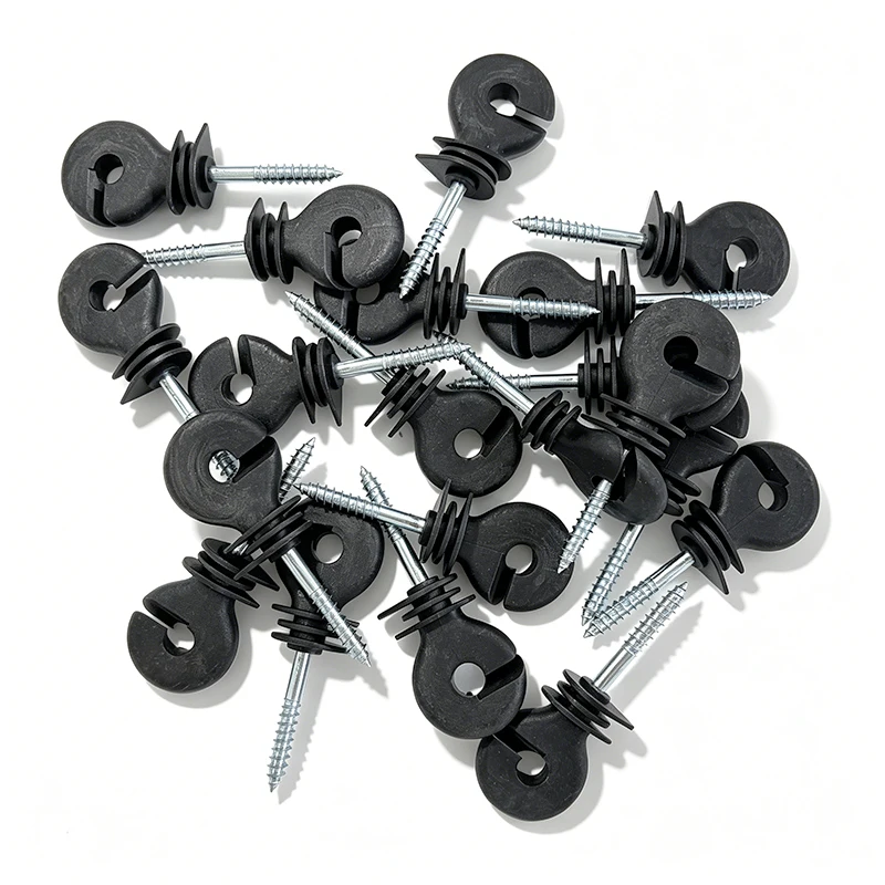 20 Pcs Screw-in Ring Electric Fence Insulator Self Tapping Wood Post Insulators for Polywire Alloy Steel Wire Fence Accessories