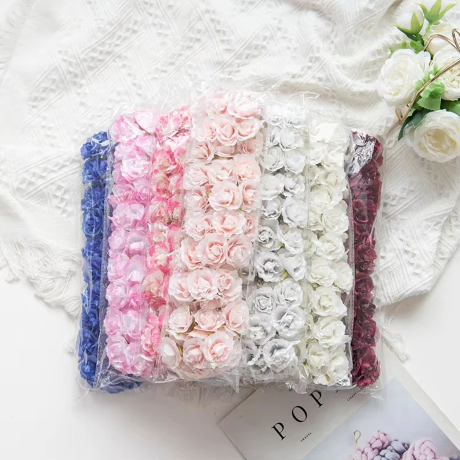 

6PCS Artificial Flowers Mini Rose Bouquet Wedding Wreath Newyear Decora Vase Home Room Table Garden Scrapbooking DIY Gifts Box