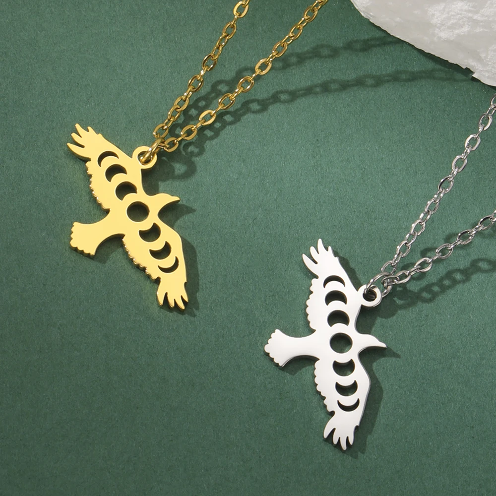 EUEAVAN 1pc Stainless Steel Eagle Pendant Gothic Wild Bird Charm Necklace Earrings Jewelry Making Accessories Valentines Gift