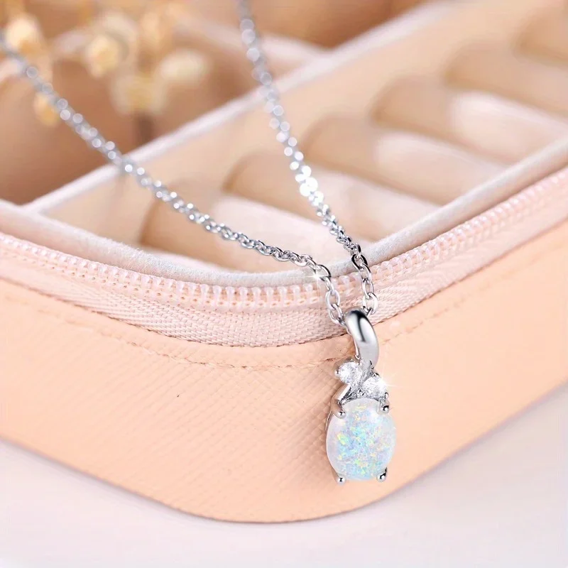 

New Blue Colorful Water Drop Pendant Necklace Delicate Fashion Collarbone Chain for Women Holiday Party Jewelry Accessories Gift