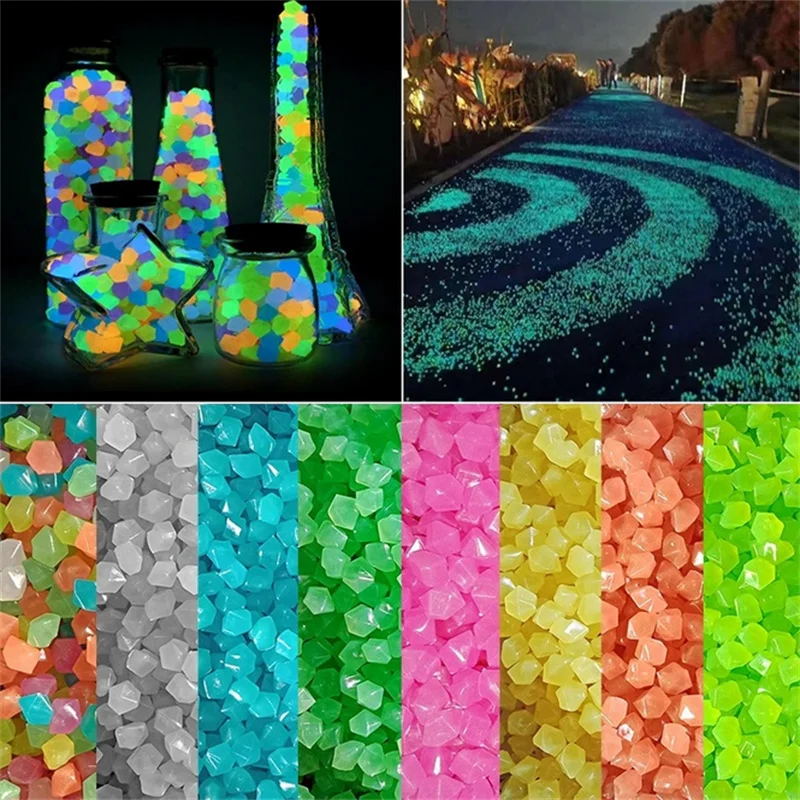 100/200Pcs Glow In Dark Decorative Pebbles Garden Decoration Pebbles Luminous Stone Outdoor Fish Tank Aquarium Decoration