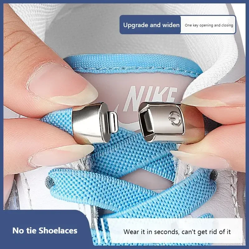 8MM Press Lock No-Tie Elastic Shoe Laces for Sneakers Widened Flat Shoelaces Kids And Adult Unisex