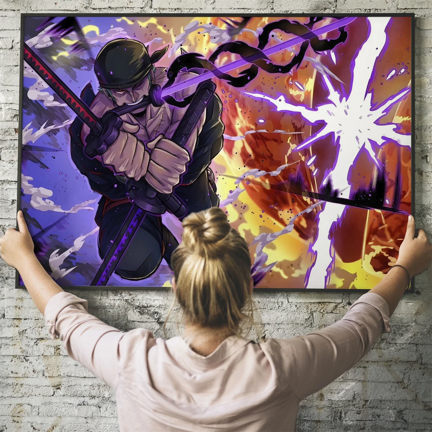 

One Piece Luffy Decorative Poster, Anime Character Wall Art Colorful Manga Painting Ideal for Bedroom Game Room