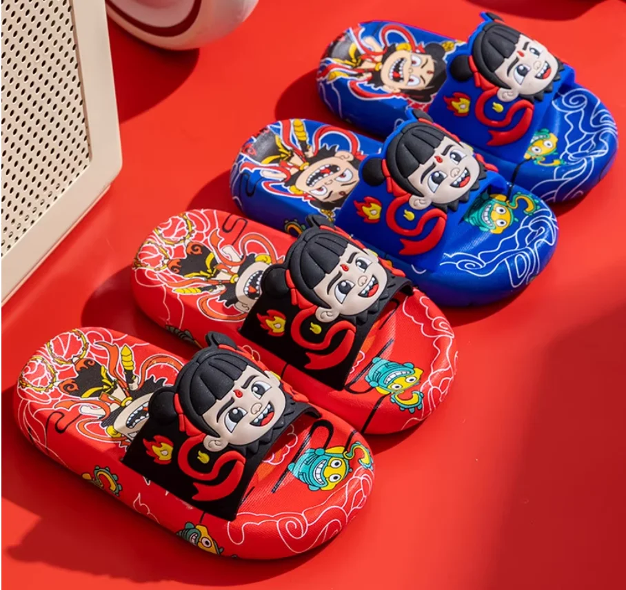 

Kids Cartoon Nezha Slippers Non-Slip Comfortable Children Slides for Boys Girls Indoor Outdoor Shoes
