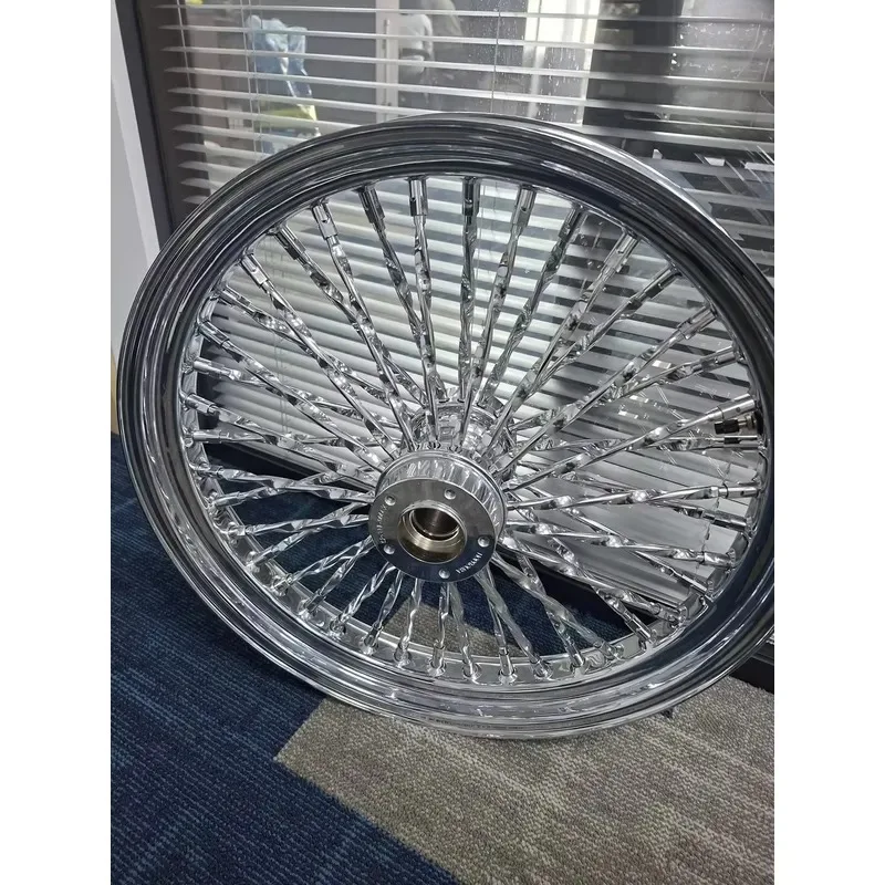 New Rugged Alloy Motorcycle front and rear wheel rims with chrome-plated Gali corrugated spokes for Heritage Slim Deluxe