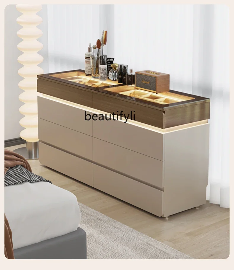 

Cloakroom Large Capacity Double-Sided Storage Chest of Drawers Multifunctional Household Jewelry Display Cabinet with Light