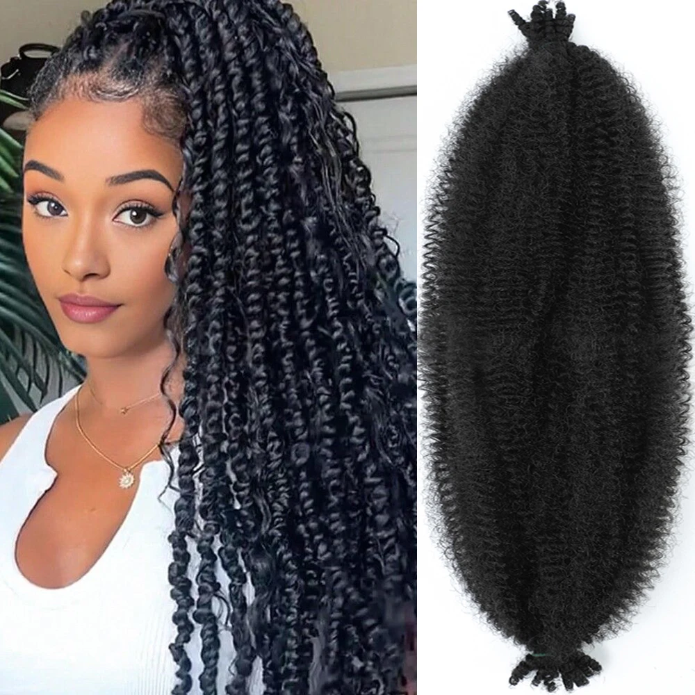 

Springy Afro Twist Hair 1- 3 Packs Pre-Fluffed Kinky Twist Synthetic Hair for Soft Locs & Butterfly Locs Crochets Braiding Hair