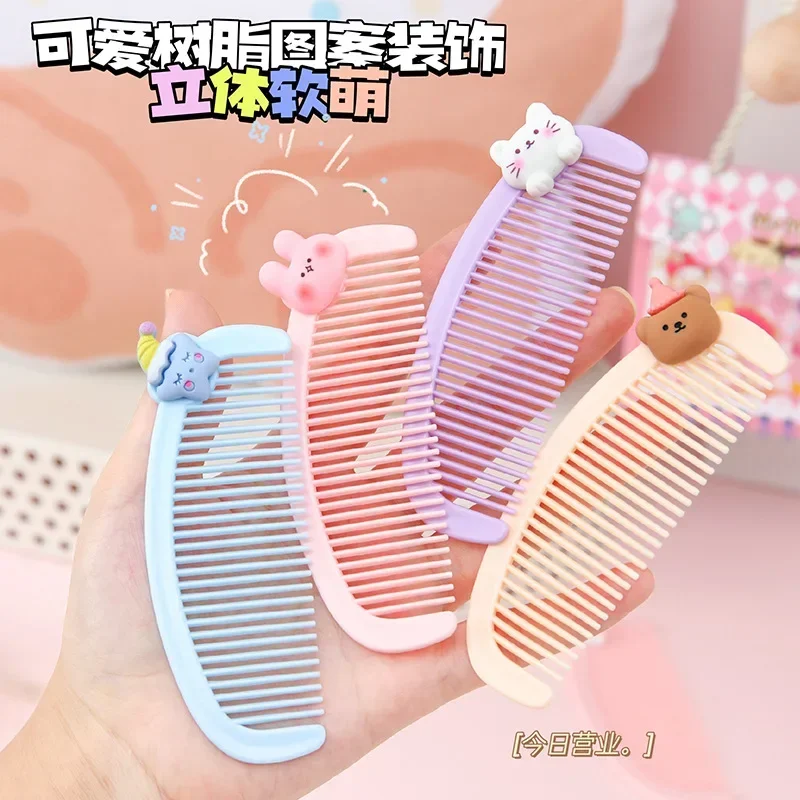 Mini Cartoon Love Mini Comb Wear Resistant Cartoon Love Cute Student Portable Hair Comb Plastic Children Baby Girl Hair Comb