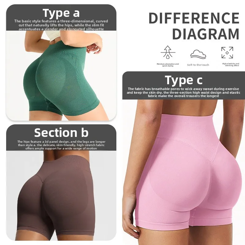 Girls' Yoga Pants with High Waist Sexy and Perky Buttocks Wearing Solid Color Shorts for Breathable Running Fitness Yoga Wear