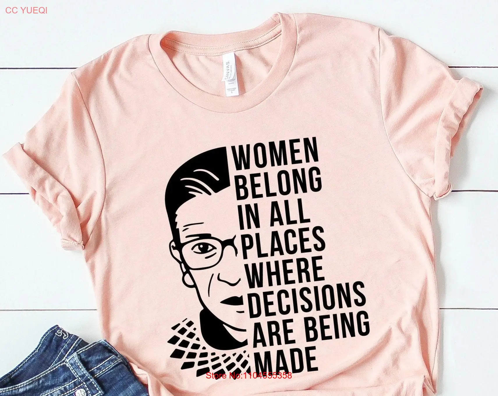 Women EmpowermenT T Shirt Ruth Bader Ginsburg belong in all places where decisions are being made Feminism RBG