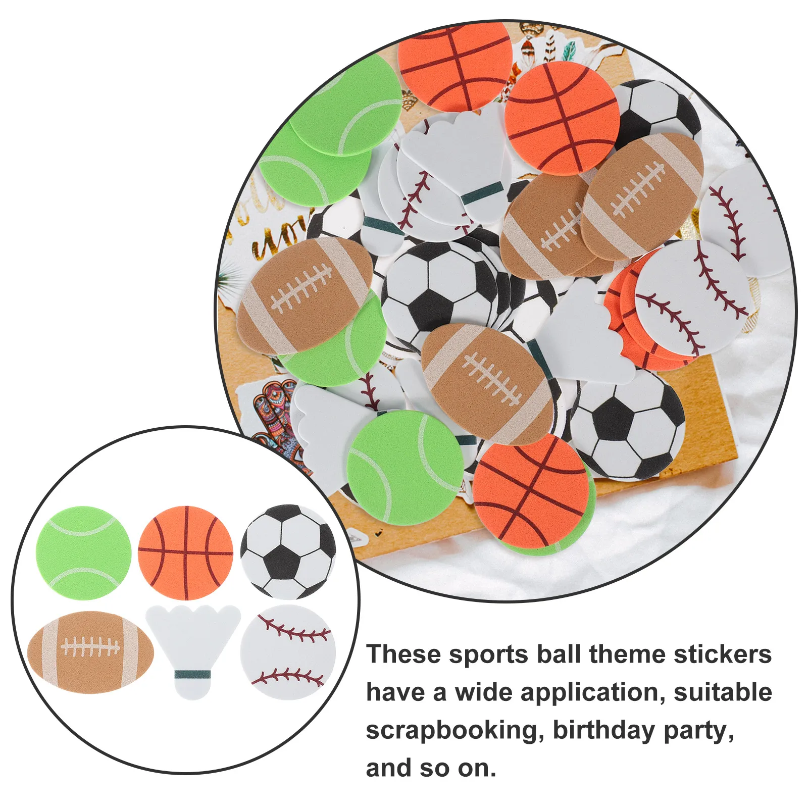 

1 Pack Sports Theme Eva Stickers Diy Ball Decals For Scrapbooking Crafts Party Decoration Self-Adhesive Ball Stickers For Sports