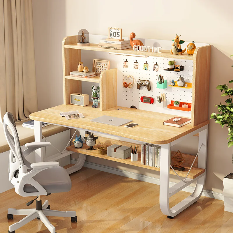 

Modern Perforated Board Student Desk Integrated Bookshelf Office Chair Home Study