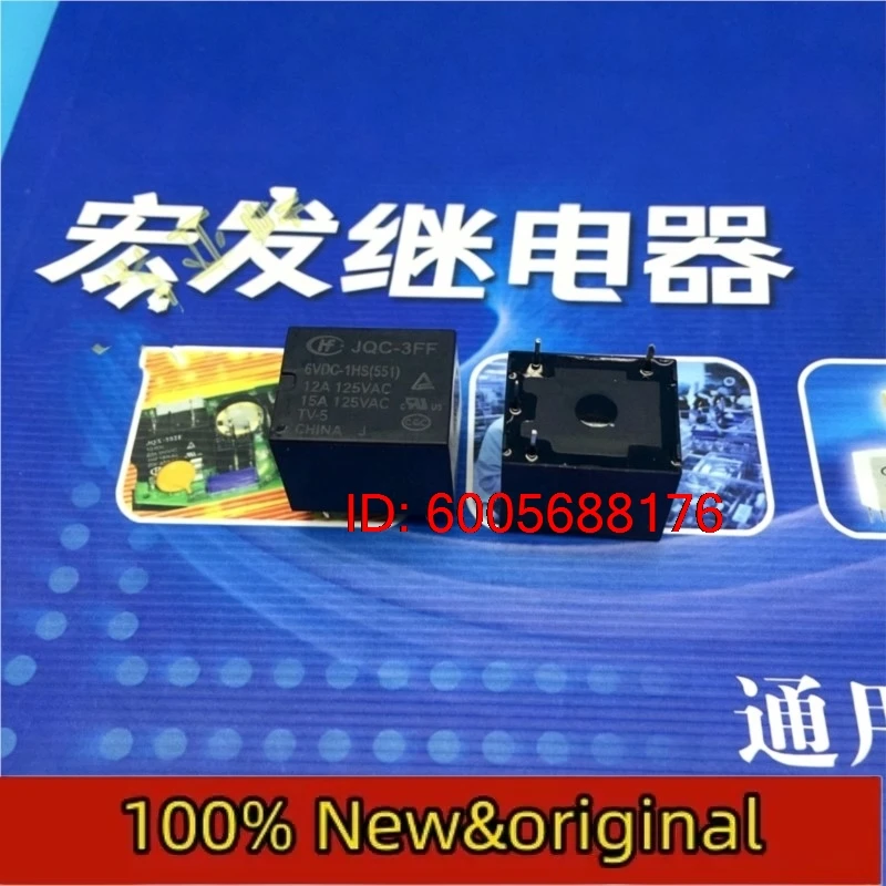 10PCS Hongfa relay JQC-3FF-006-1HS, set of normally open 4-pin JQC-3FF-6VDC-1HS 10A Original & Brand New