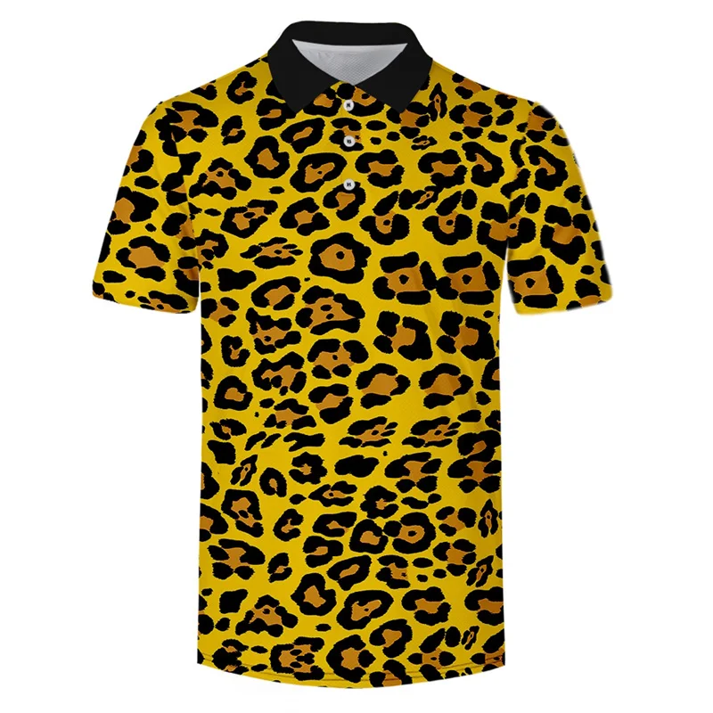 Summer 3d Print Animal Skin Polo Shirt Men Casual Short Sleeve Fashion Leopard Snake Skin Graphic T Shirts Tops Male Clothes