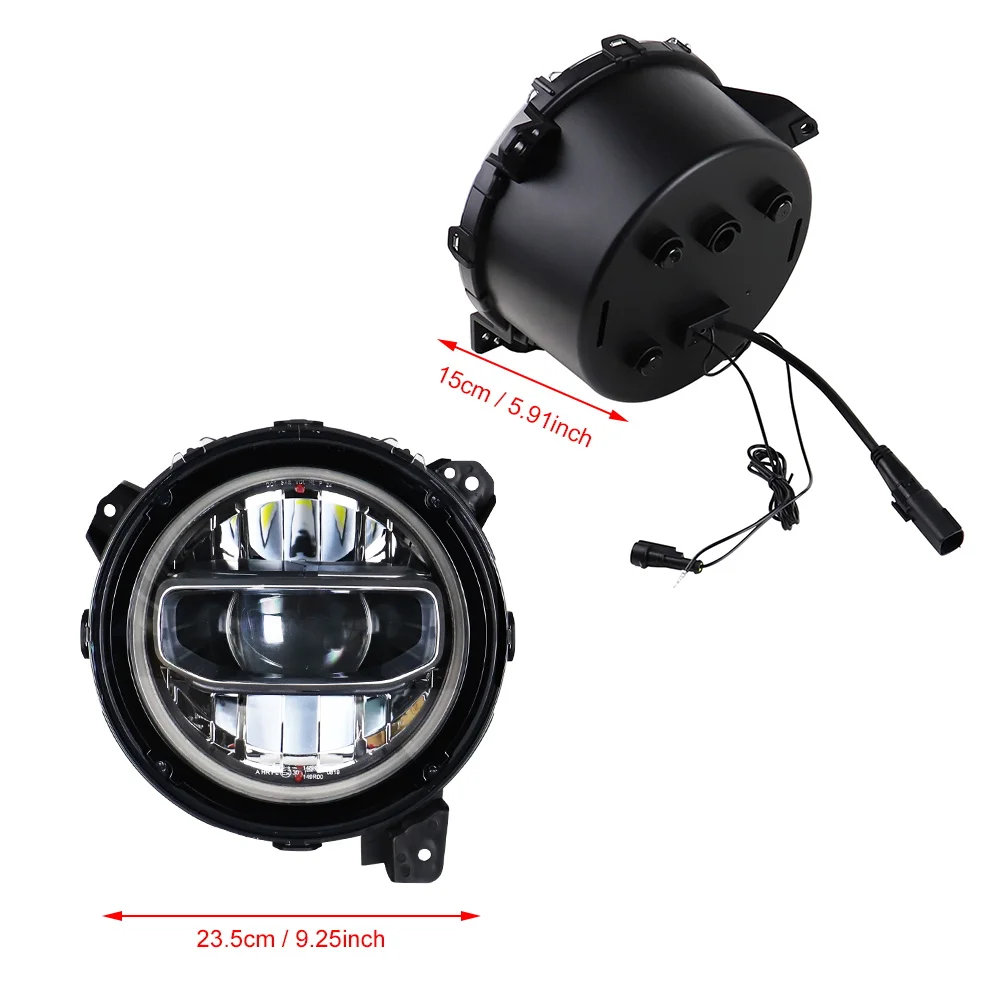 9 Inch LED Headlight Hi-Low Beam DRL Turn Signals 2018-2023 for Wrangler JL JLU Rubicon Compatible Aluminum 6000K Voltage