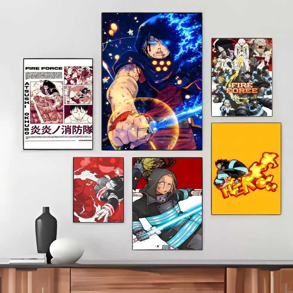 Action Anime F-Fire Force Poster Pegatina artistica HD autoadhesiva impermeable para salon dormitorio