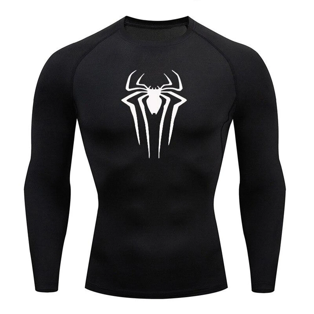 Men's UPF 50+ Long Sleeve Compression Shirts Printed Water Sports Rash Guard Quick Dry Base Layer Athletic Workout Shirt