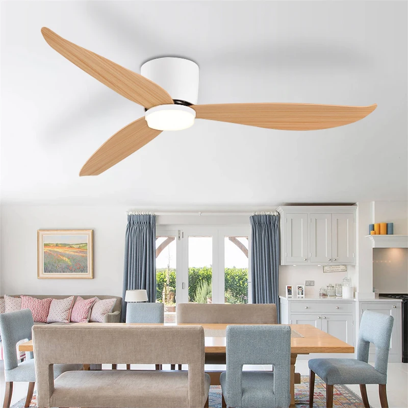 Ceiling Mounted Fan Light Led Modern 46 52 Inch Remote Control Dimming Bedroom Living Room Dining Room 110v-220v Universal Volta