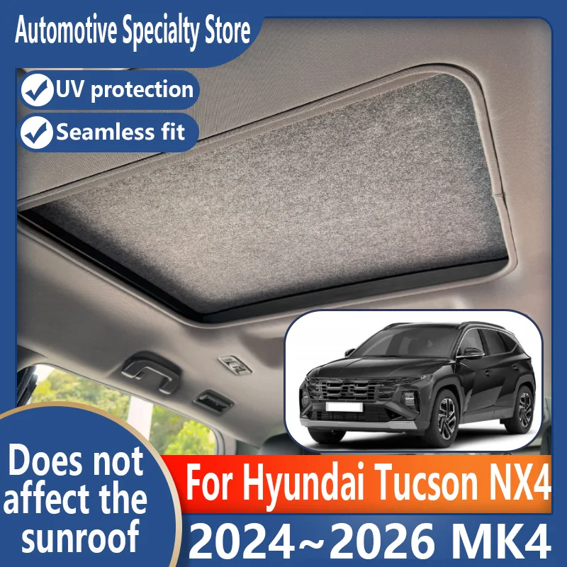 

For Hyundai Tucson 2024~2026 25 Car Panoramic Sunroof Insulation Roof Visor Electrostatic Adsorption Suede Fabric Sun Protection