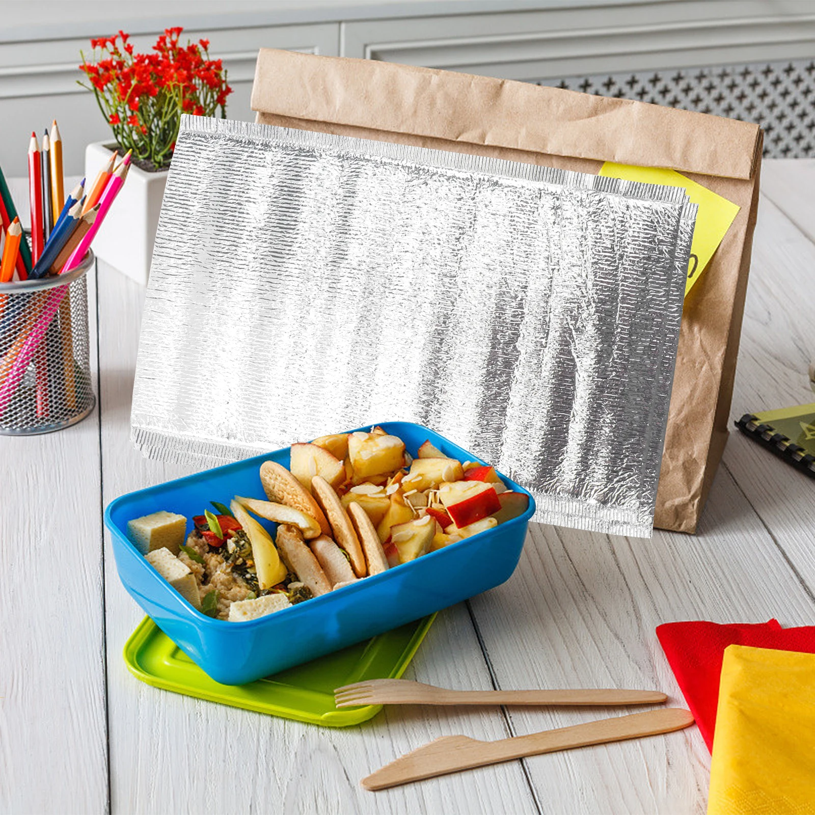 

20pcs Aluminum Foil Insulation Bag Thick Pouch Take Out Hot Cold Fresh Keeping Disposable Eco Friendly Storage Picnic Travel