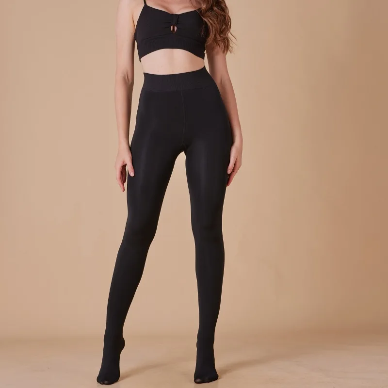 Women Fleece Lined Thermal Tights Skin Color Thick Winter High Waist Stretch Soft Warm Opaque Pantyhose for Cold Daily Outfit