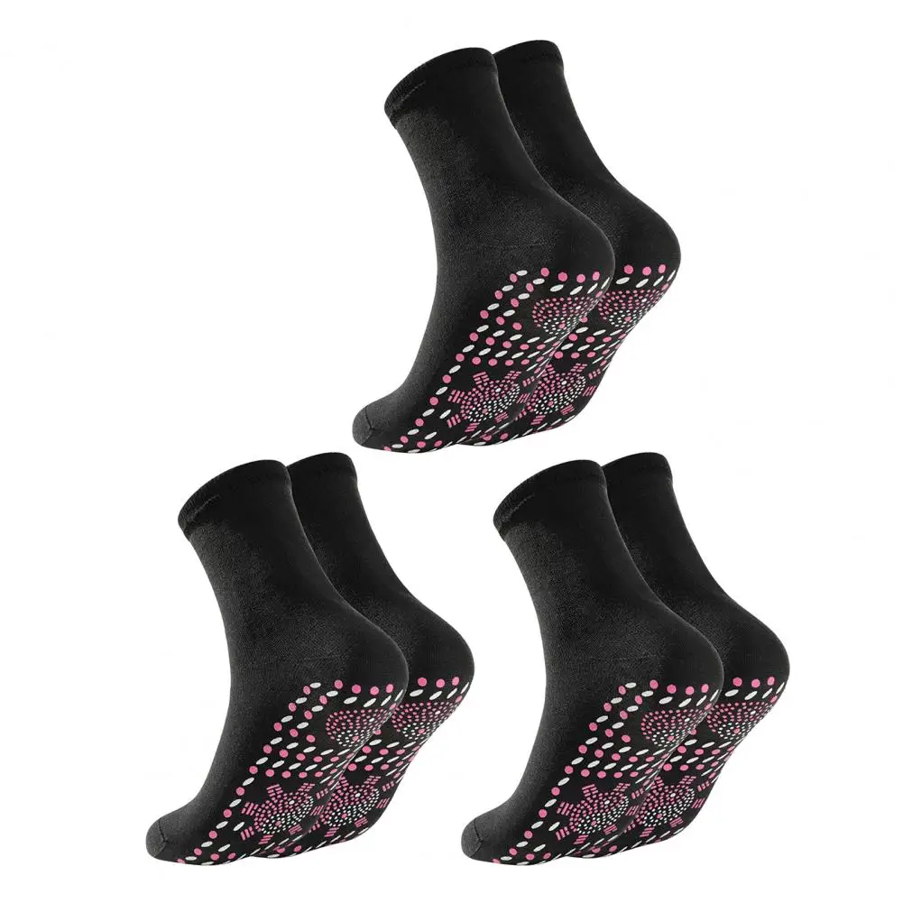 3/6Pairs Mid-tube Non-slip Relieve Fatigue Stretchy Floor Socks Unisex Tourmaline Self-Heating Massage Warm Socks Cold Resistant